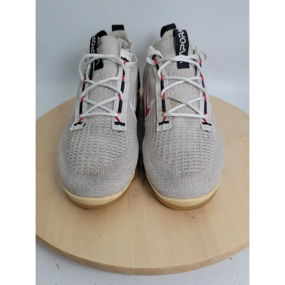 Nike Air VaporMax Flyknit 2021 Mens Size 10.5 Light Bone Red Custom DH4085-003